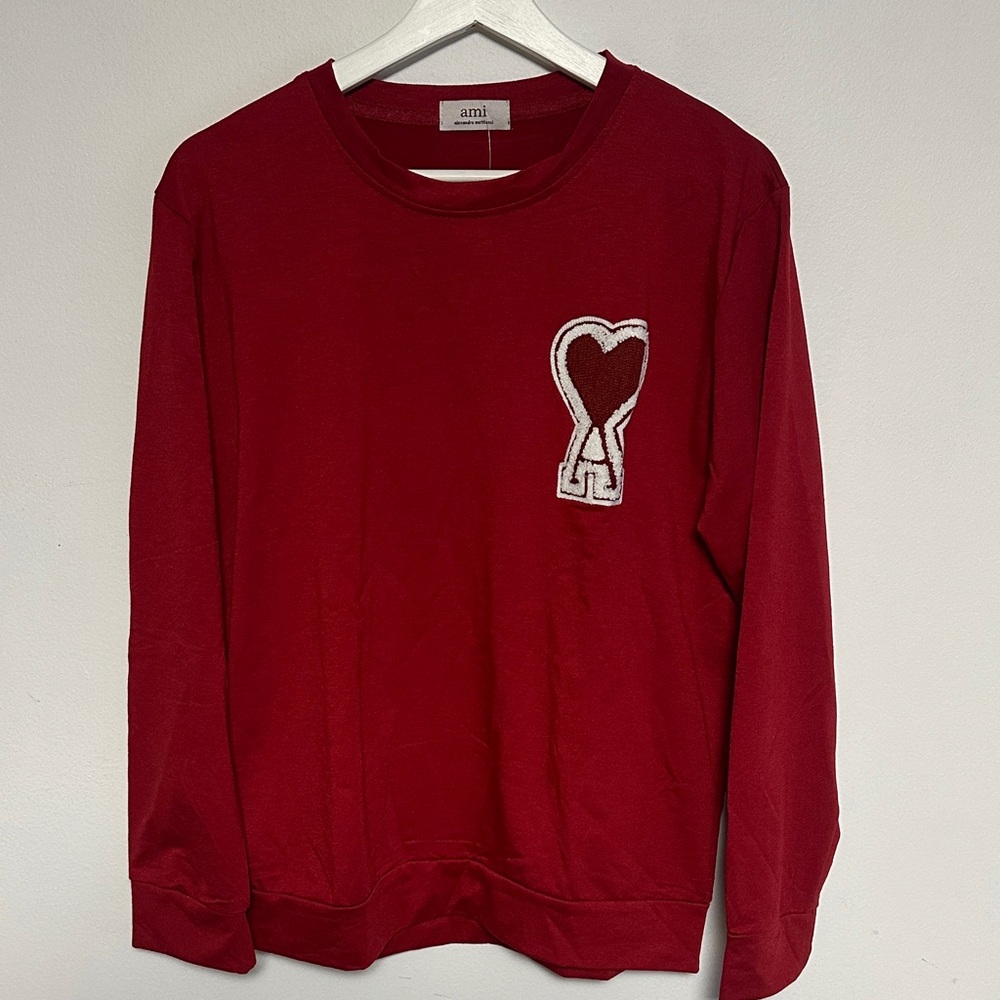 Burgundy Pullover with Heart Emblem
